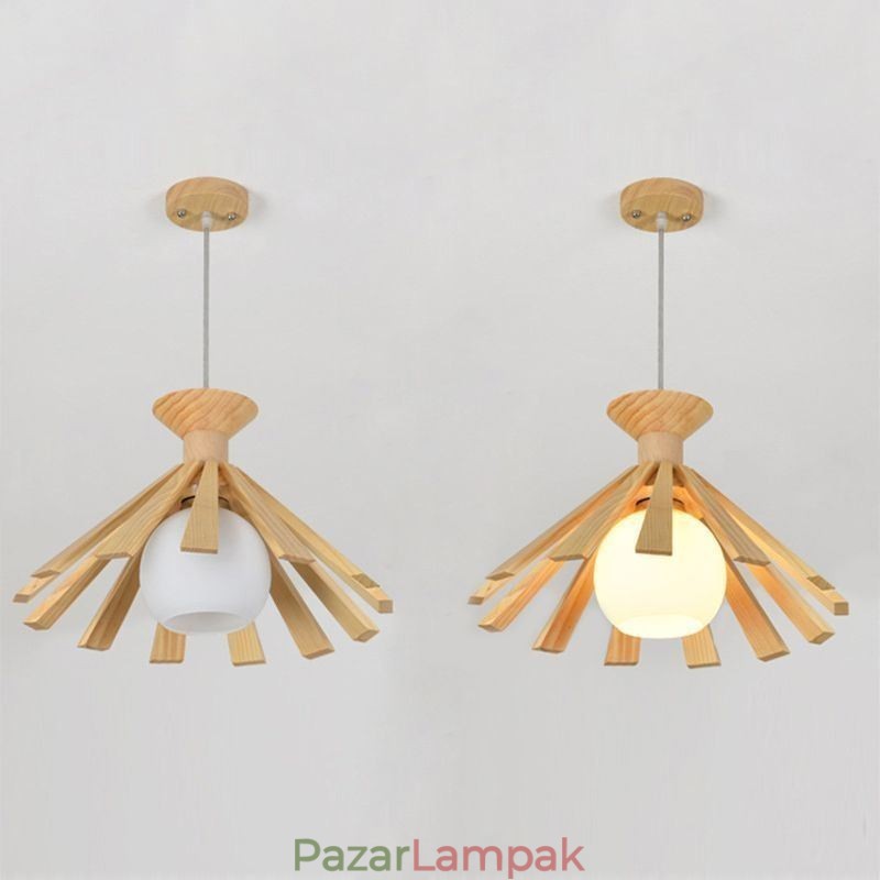 Egyszerű stílusú fa függesztett lámpatest