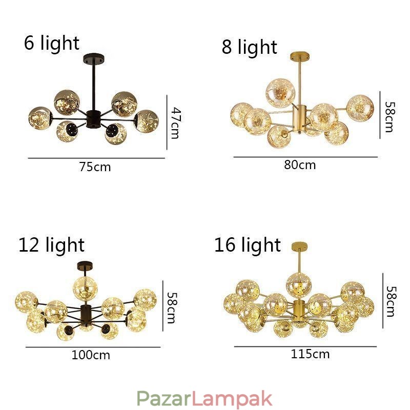 Magic Bean függőlámpa Nordic stílusú üveggolyós Gypsophila függőlámpa