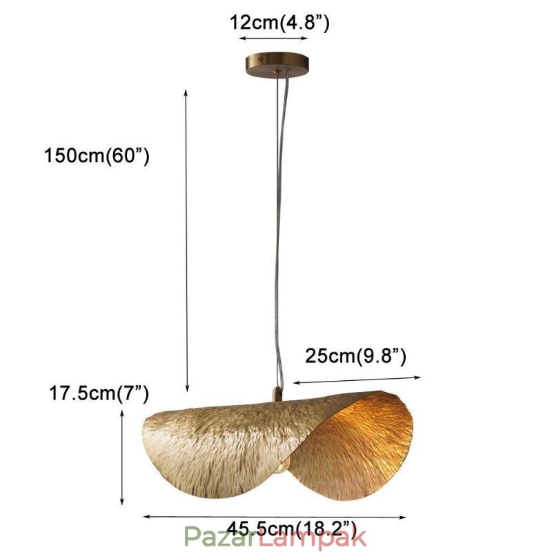 Sárgaréz függőlámpa Modern, minimalista Lotus Leaf mennyezeti lámpa