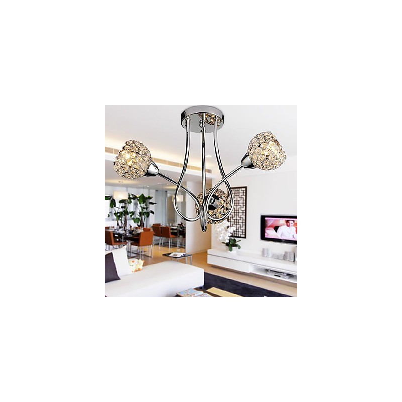 Modern ragyogó 3 fénybe süllyesztett tartó kristály kivitelben