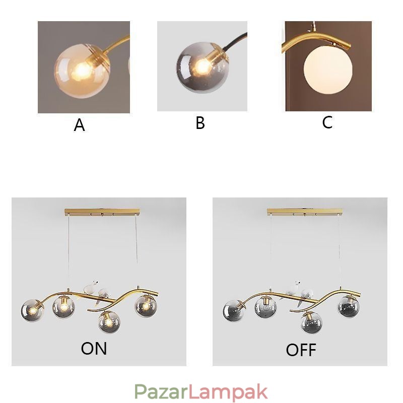 Modern, minimalista ágas függőlámpa 4 lámpás dekoratív lámpa