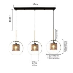 Minimalista üvegfürt függőlámpa 3 fényű mennyezeti fénysziget
