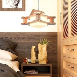 Nordic stílusú tölgy függőlámpa mattüveg lámpaernyővel Cafe