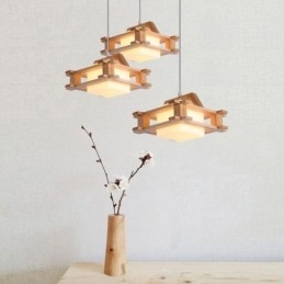 Nordic stílusú tölgy függőlámpa mattüveg lámpaernyővel Cafe