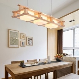 Creative 3 Lights tölgy függőlámpa Dekoratív fa mennyezeti lámpa kávézó