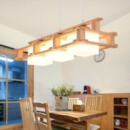 Creative 3 Lights tölgy függőlámpa Dekoratív fa mennyezeti lámpa kávézó