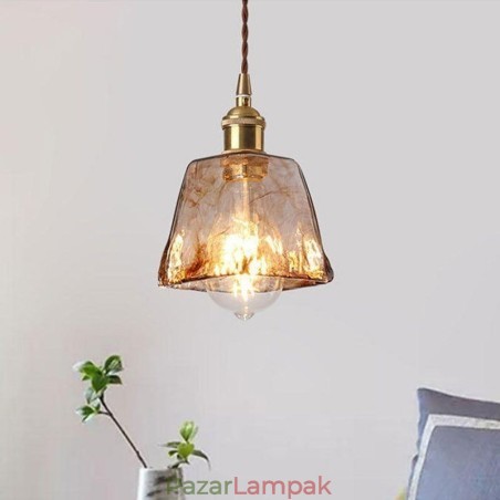 Egyedülálló mini üvegfüggőlámpa, japán stílusú borostyán színű dekoratív világítás