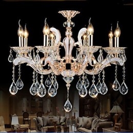 Európai stílusú luxus Candle Crystal Pendant cink ötvözet lámpák
