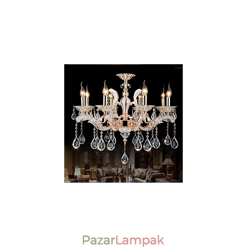 Európai stílusú luxus Candle Crystal Pendant cink ötvözet lámpák