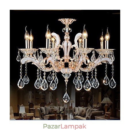 Európai stílusú luxus Candle Crystal Pendant cink ötvözet lámpák Európai stílusú luxus Candle Crystal Pendant cink ötvözet lámpák