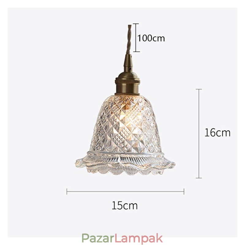 Modern virágos üveg függeszték 1 fényű dekoratív lámpatest
