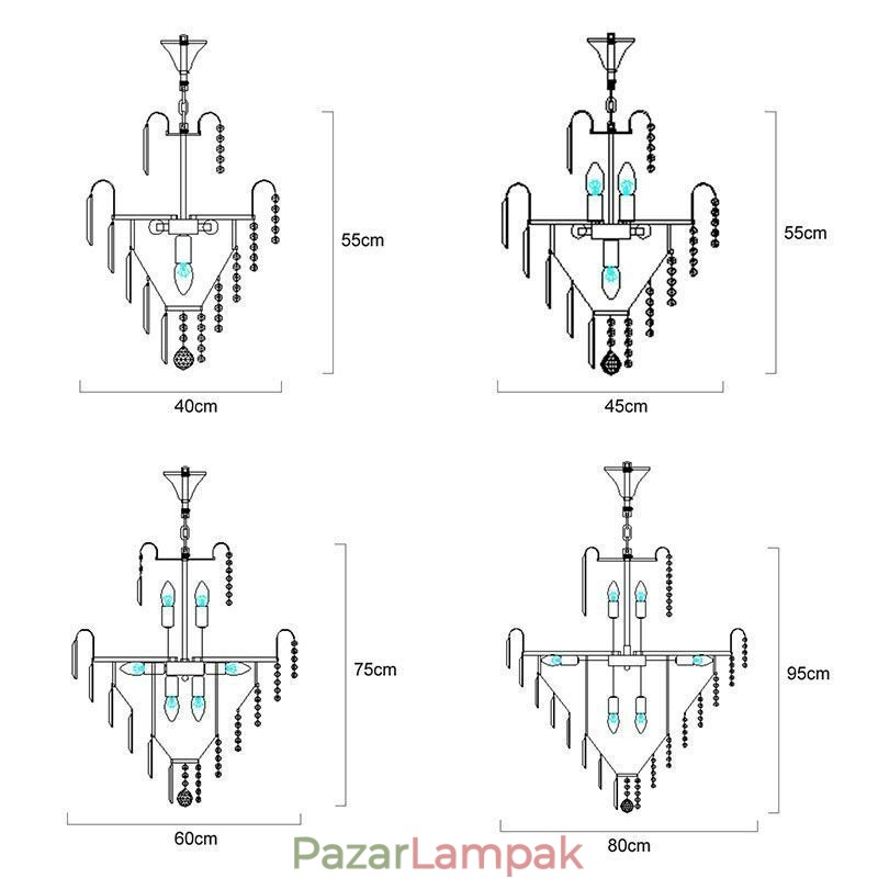 Modern, elegáns kristályfüggő fényű kúpos csillár