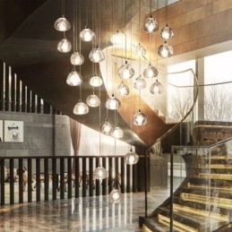 Modern kristályfürt függőlámpa Egyedi kristály lámpaernyős duplex lépcső