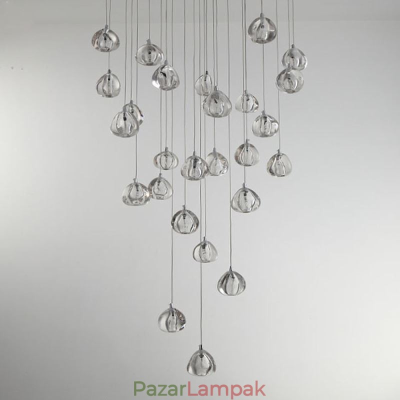 Modern kristályfürt függőlámpa Egyedi kristály lámpaernyős duplex lépcső