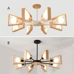 Modern, legyező alakú csillár, elegáns fa függőlámpa