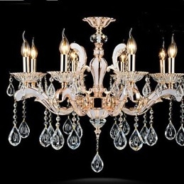 Európai stílusú luxus Candle Crystal Pendant cink ötvözet lámpák