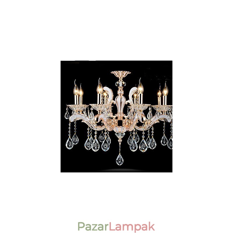 Európai stílusú luxus Candle Crystal Pendant cink ötvözet lámpák