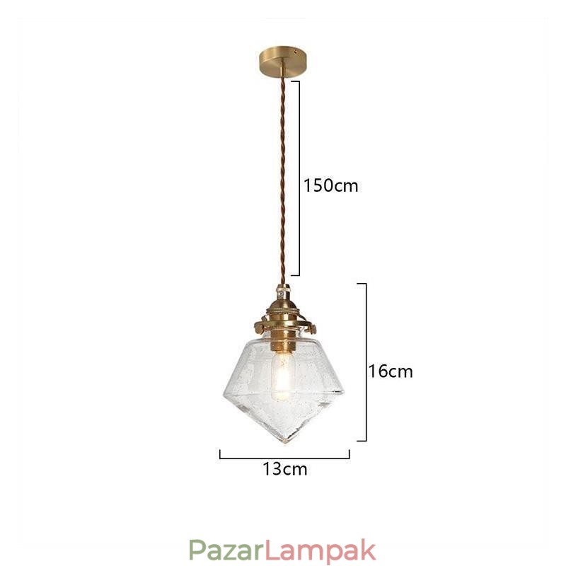 1 Világos gyémánt üveg függesztett fénybuborékos üveg lámpatest