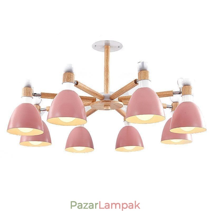 Nordic Macaron függőlámpa kreatív fa csillár