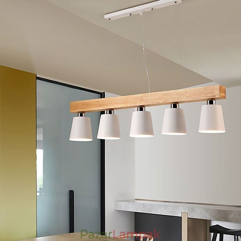 Nordic Wood Chandelier Egyedi, egyenes függőlámpa kávézó