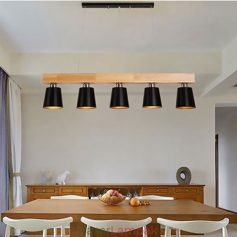Nordic Wood Chandelier Egyedi, egyenes függőlámpa kávézó