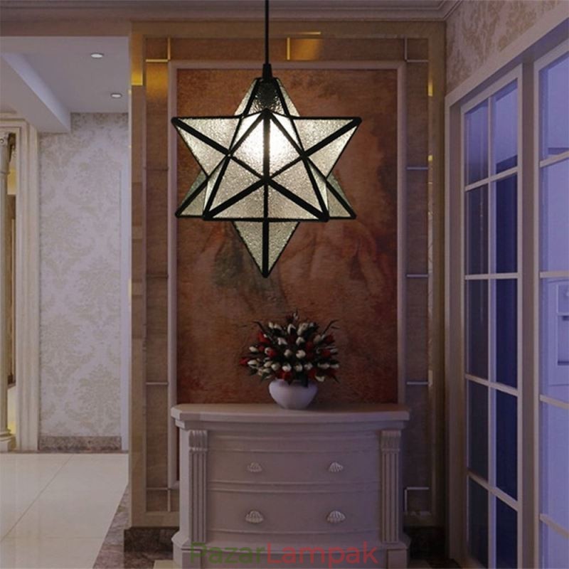 Európai ólomüveg függőlámpa Creative Star függőlámpa