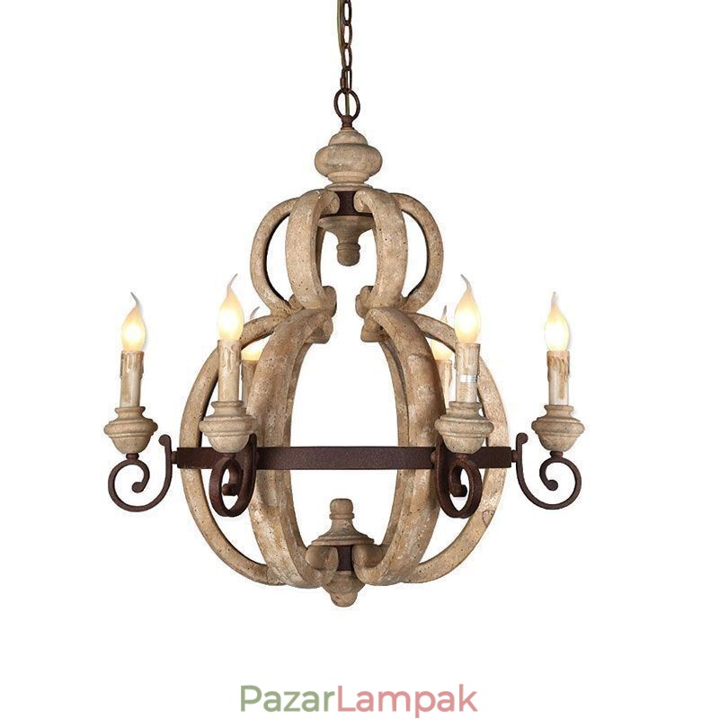 Fa függőlámpa Nordic Retro mennyezeti lámpa