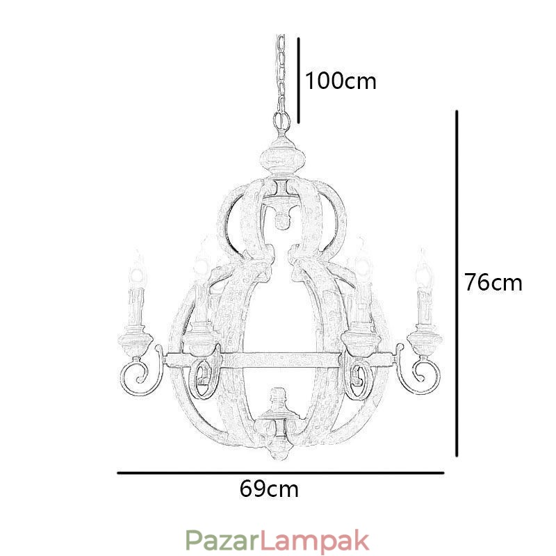 Fa függőlámpa Nordic Retro mennyezeti lámpa
