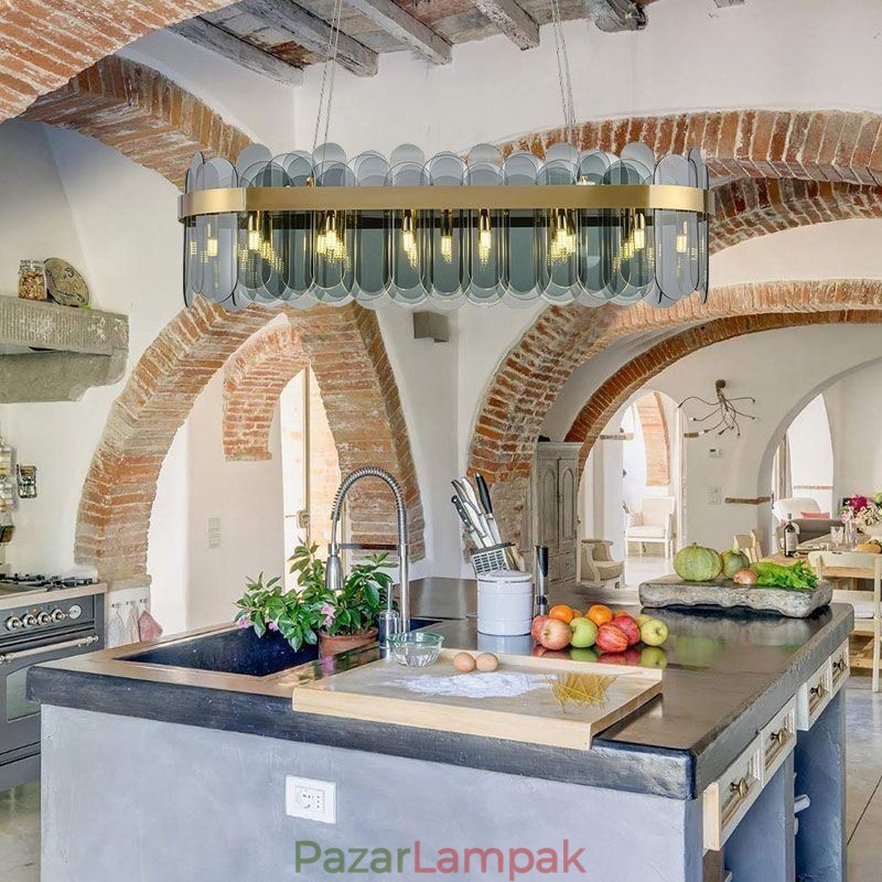 Minimalista üveg függőlámpa Egyedi színű téglalap mennyezeti fénysziget