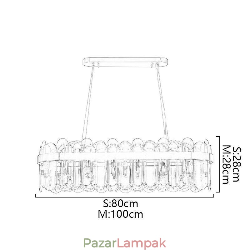 Minimalista üveg függőlámpa Egyedi színű téglalap mennyezeti fénysziget