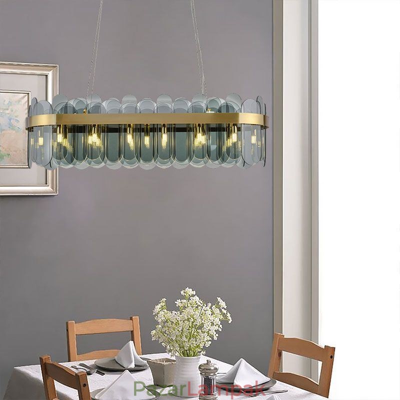 Minimalista üveg függőlámpa Egyedi színű téglalap mennyezeti fénysziget