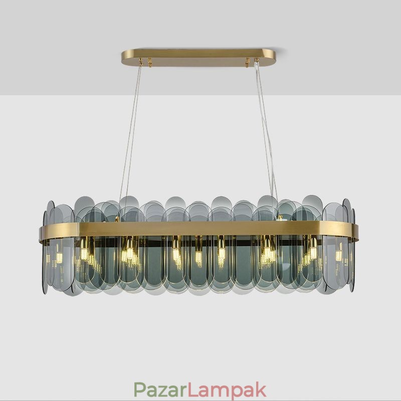 Minimalista üveg függőlámpa Egyedi színű téglalap mennyezeti fénysziget