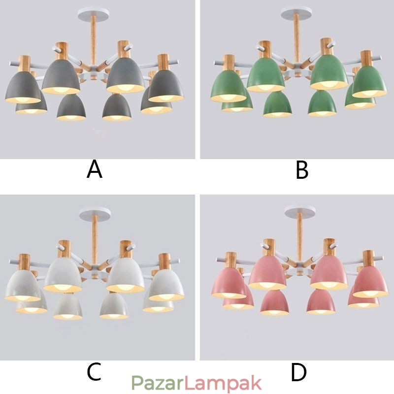 Modern egyszerű Macaron függőlámpa kreatív fa világítás