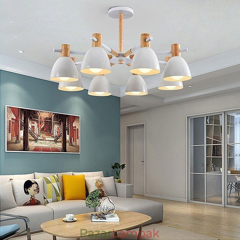 Modern egyszerű Macaron függőlámpa kreatív fa világítás