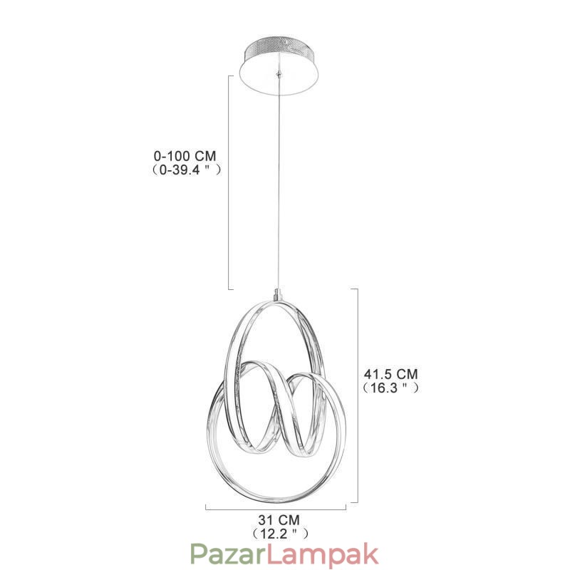 Modern, minimalista függőlámpa Egyedi kör alakú, csavart világítótest sziget