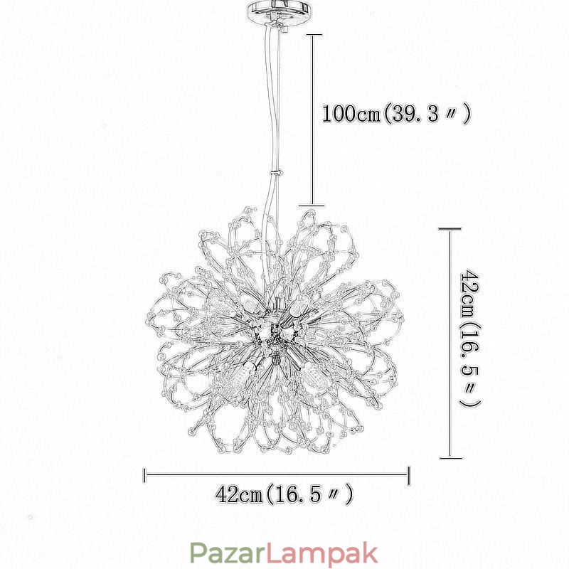 Pitypang kristály medál fényű, elegáns csillár