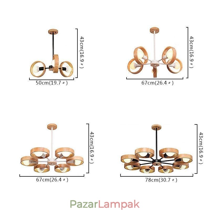 Egyedi skandináv fa függőlámpa