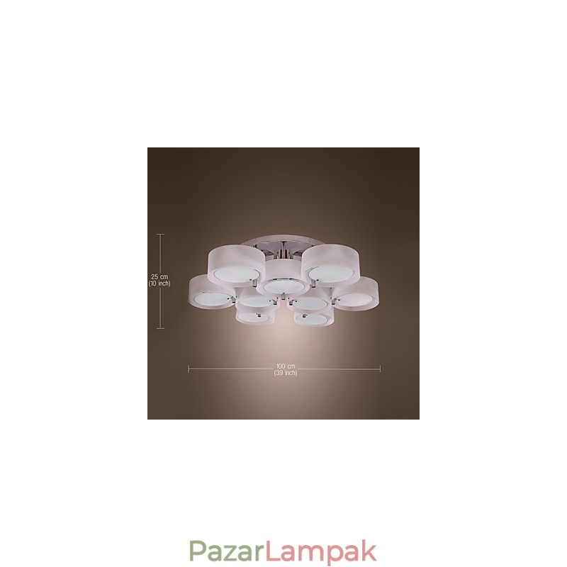 Modern, modern króm fém csillár süllyesztett rögzítés
