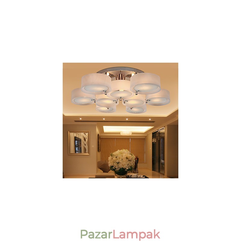 Modern, modern króm fém csillár süllyesztett rögzítés