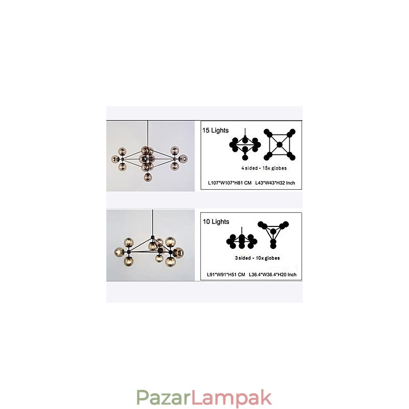 Csillár 15 Lámpák Üveg Golyós Lámpák Retro Szabadtéri Garázs Fém