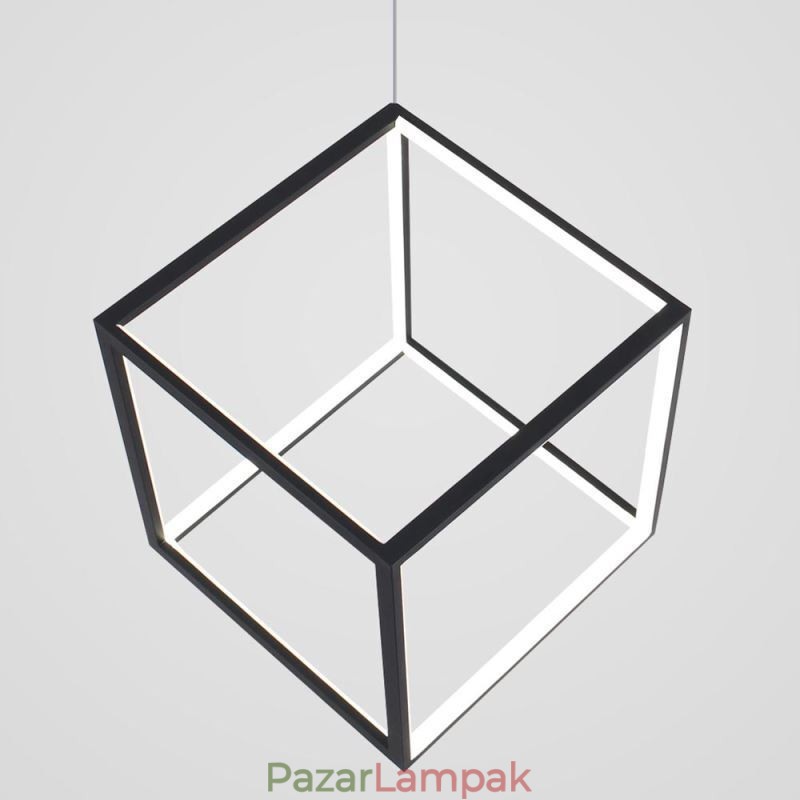 Fekete függőlámpa geometrikus kocka világítás