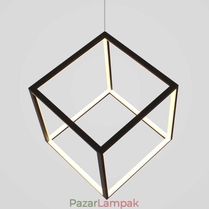 Fekete függőlámpa geometrikus kocka világítás