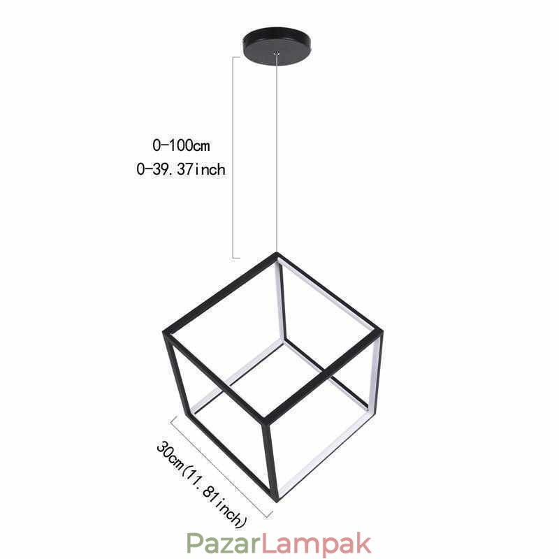 Fekete függőlámpa geometrikus kocka világítás