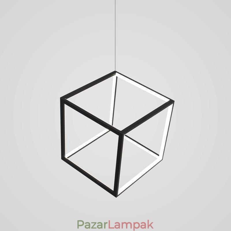 Fekete függőlámpa geometrikus kocka világítás