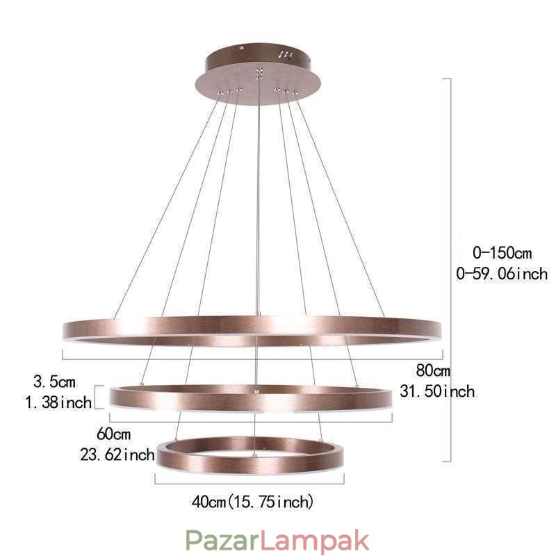 Függőlámpa Rajz Craft 3 gyűrűs lámpa 80+60+40cm