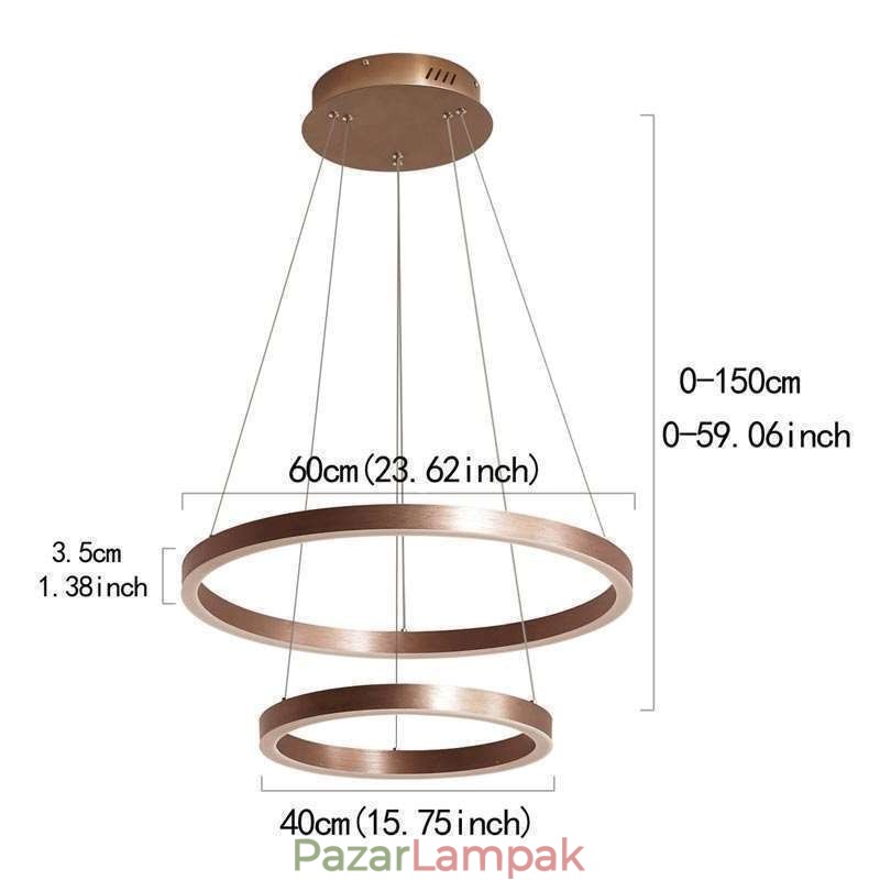 Függőlámpa Rajz Craft 2 gyűrűs lámpa 60+40cm