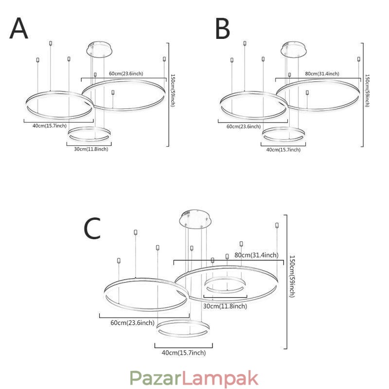 Posztmodern függőlámpa akril gyűrű alakú függőlámpa