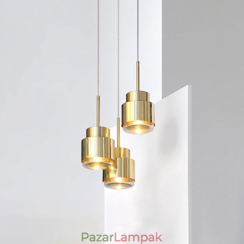 Posztmodern üveg függőlámpa Arany hengeres lámpa Erős világítás