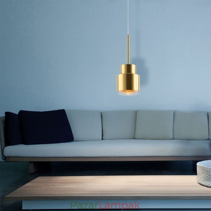 Posztmodern üveg függőlámpa Arany hengeres lámpa Erős világítás