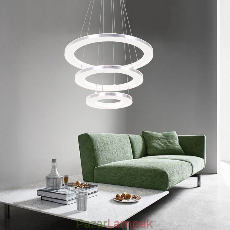 Modern függőlámpa akril 3 gyűrűs lámpa 40+30+20cm